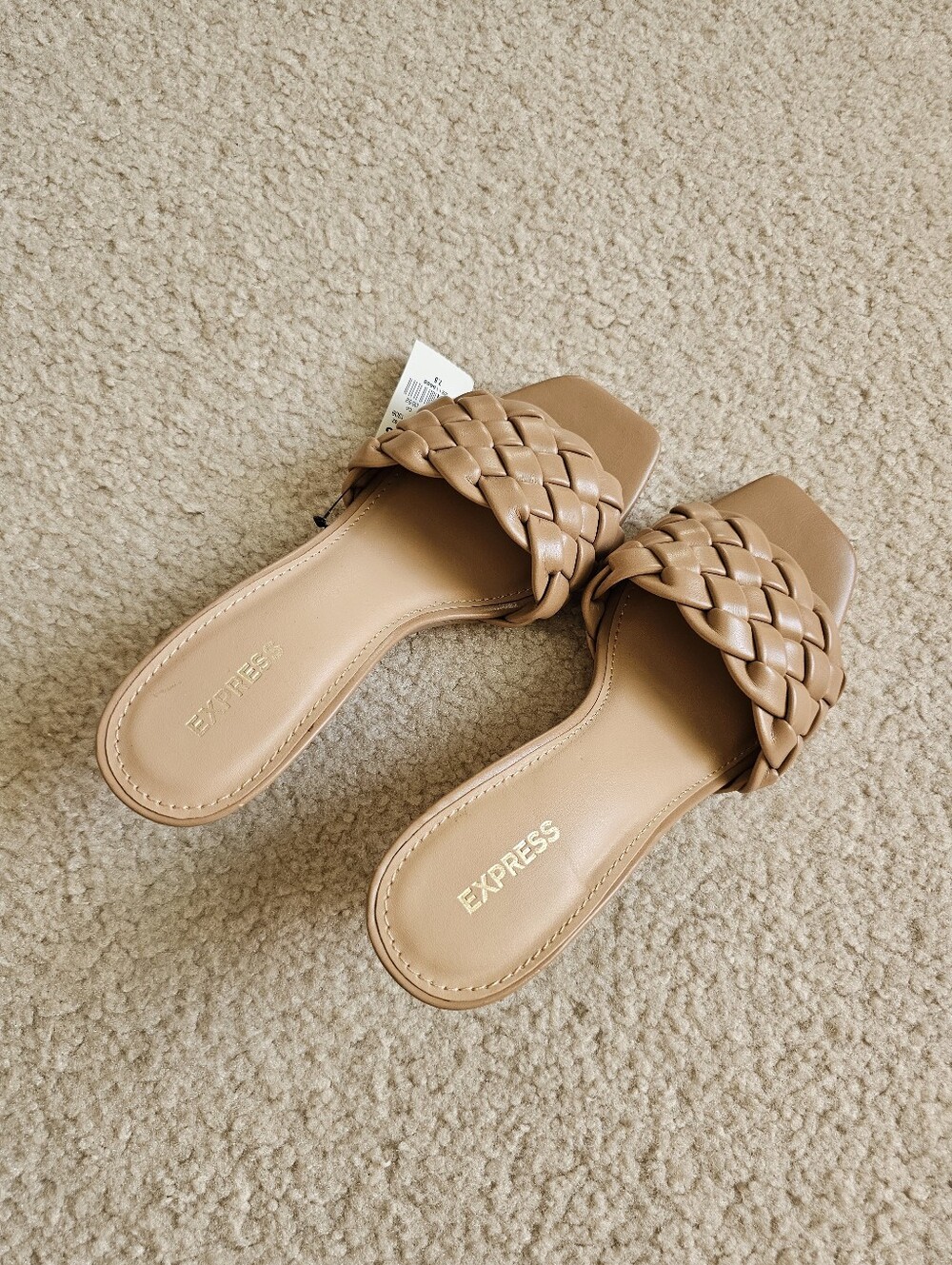 Express Braided Slide Mules in Tan - Picture 2 of 4